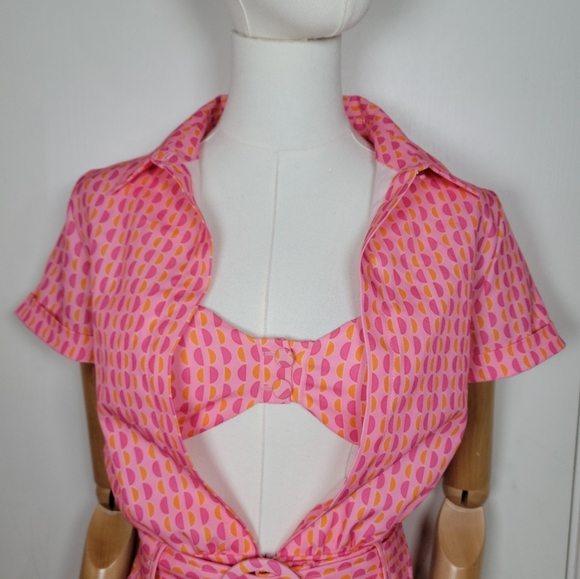 Hello Molly Sunny Babe Pink Retro Beach Romper Size 2 - Picture 4 of 13